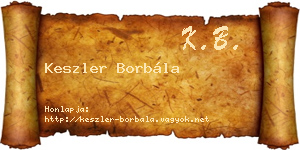 Keszler Borbála névjegykártya